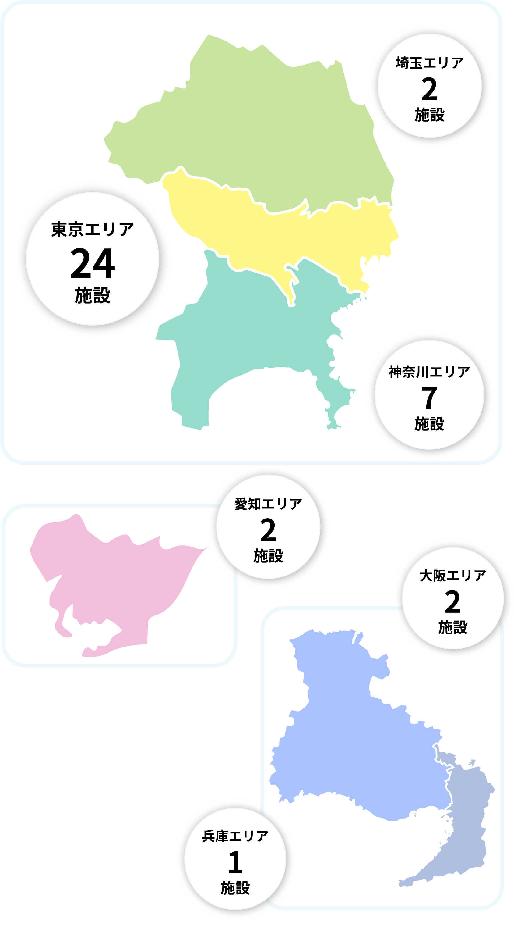 のののアプリ対象施設の地図
